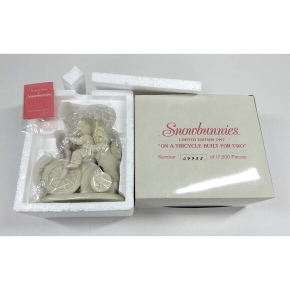 Dept 56 Spring Tales of the Snowbunnies On A Tricycle Built For Two Limited Ed - Picture 2 of 4